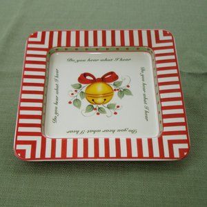 Christmas Plate Serving Cookie Candy Trinket Dish Table Decoration Red Gold Art
